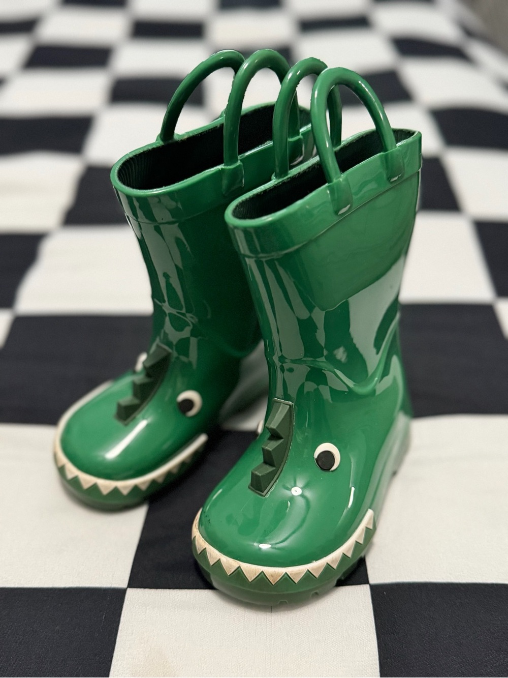 Old Navy Green Kids Dinosaur Rain Boots with Handles